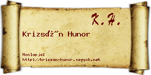 Krizsán Hunor névjegykártya